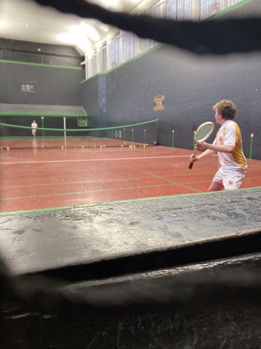OratoryRacquets's tweet photo. Underway @RoyalTennisCt for #PLHCup Real Tennis Oratory v Hampton Court Palace - Nathan McGarvey first up 🟡⚫️ @OratorySport #JuniorTennis https://t.co/S7kiavf2Qa
