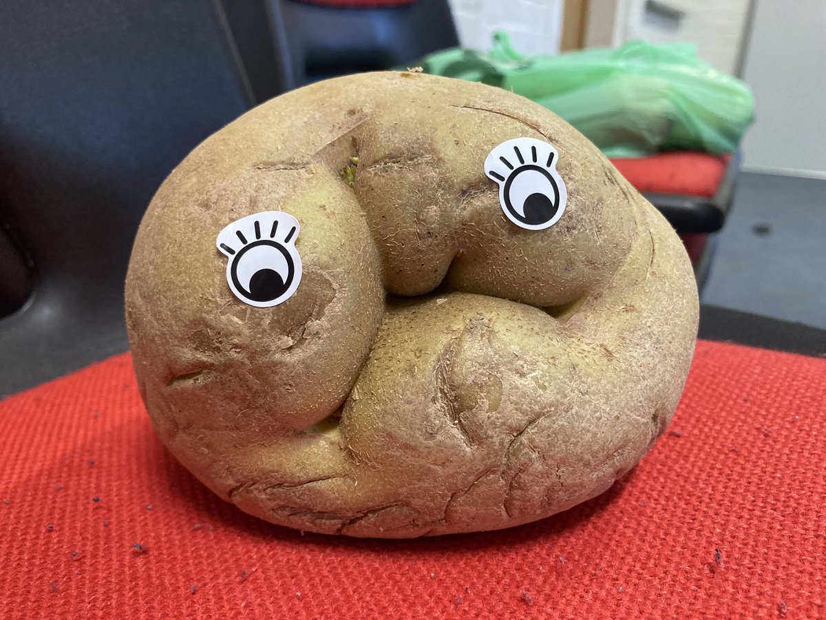 clairenfish's tweet photo. Great to have visitors to church this morning, including this grumpy potato. #potato #grumpypotato https://t.co/cHYhq8FvU2