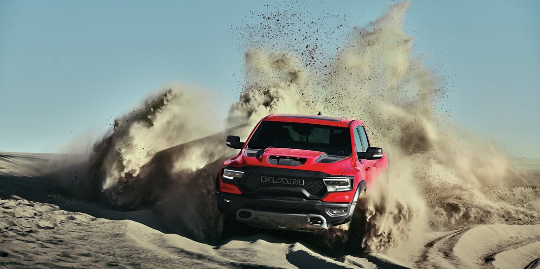 StellantisNA's tweet photo. Get your heart racing with the most powerful production half-ton pickup ever built, the @RamTrucks 1500 TRX. https://t.co/P0XljLT4yL