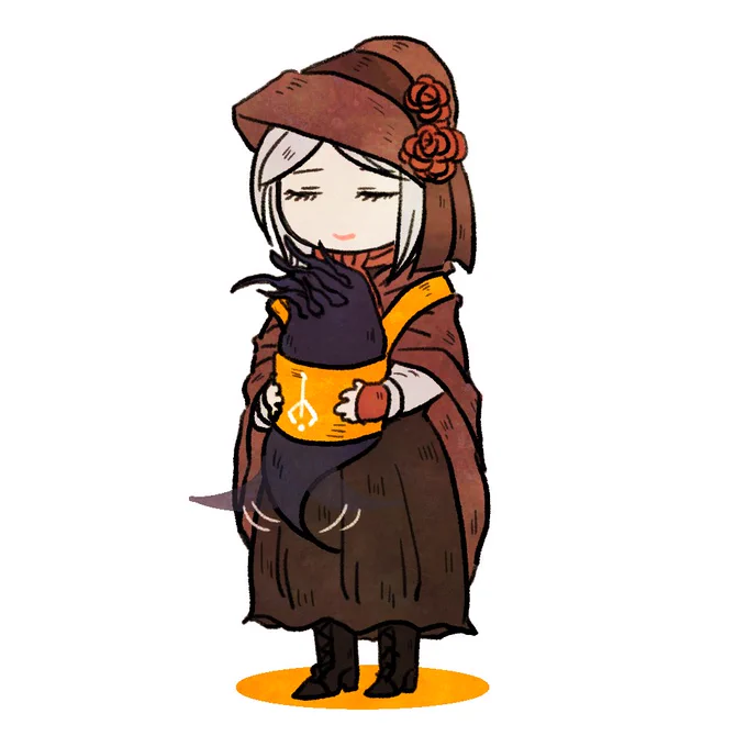 人形ちゃんに抱っこされる幼体ちゃん 