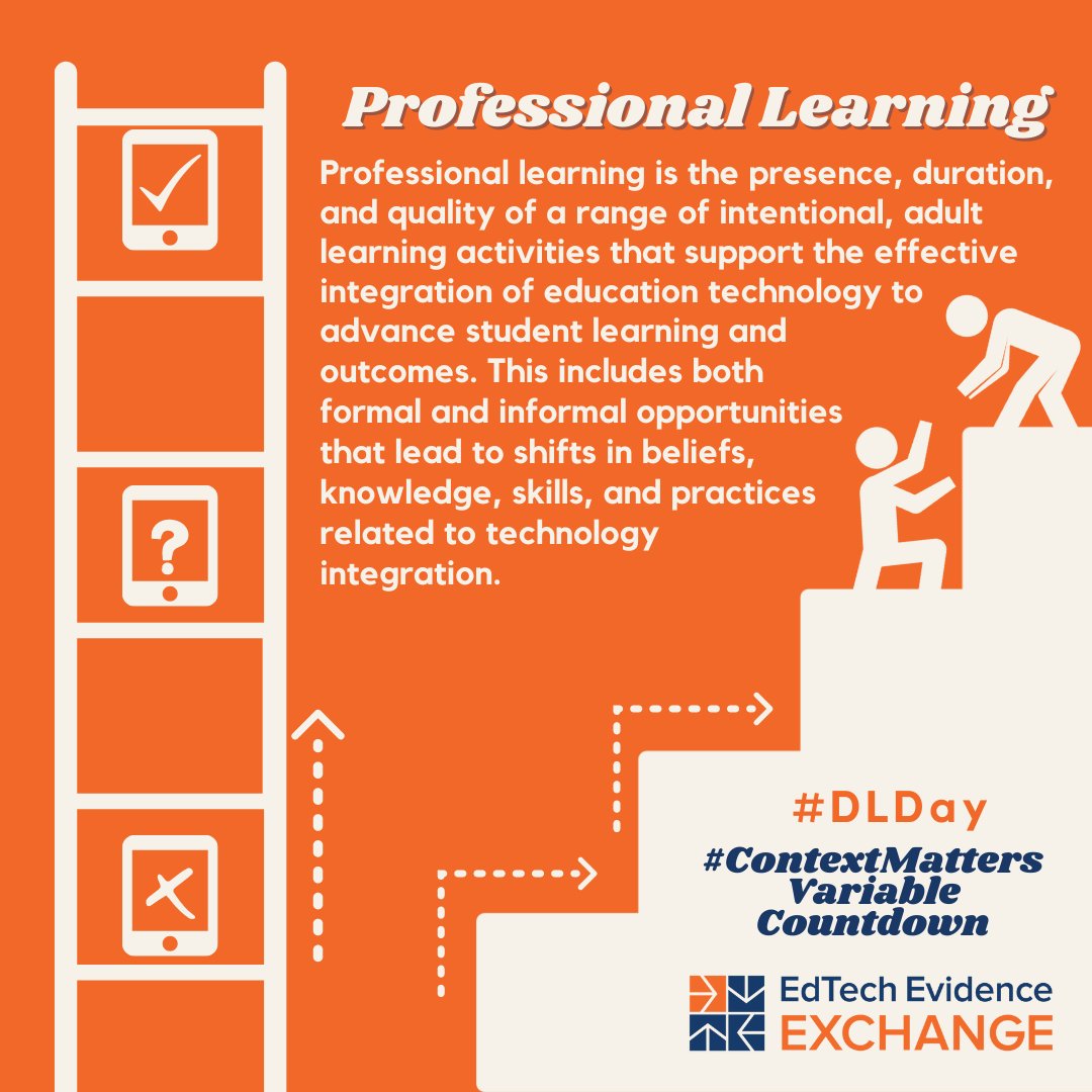 EdTech_Evidence's tweet photo. Number 9 is… PROFESSIONAL LEARNING! This one is probably familiar! It covers any activity that supports effective #edtech integration to advance student learning and outcomes. #DLDay is ALL about providing access to great learning resources #ContextMatters #EdTechGenomeProject https://t.co/TrIfAr4oHS