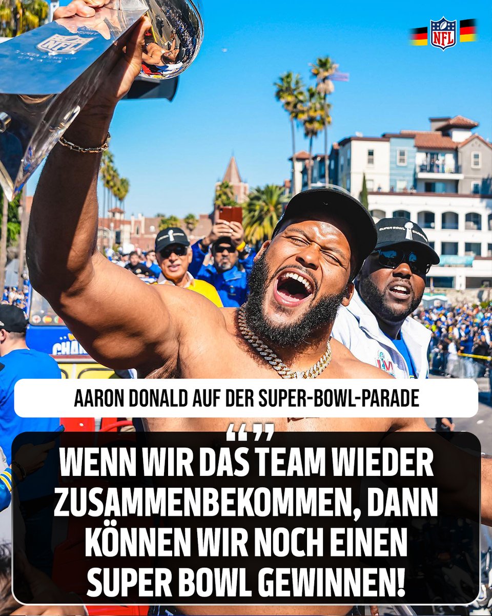 NFLDeutschland's tweet photo. Eins ist klar: Ohne @AaronDonald97 fehlt das "Super" in "Superteam". 😅

Am Sonntag war berichtet worden, dass Donald nach einem Super-Bowl-Sieg seine Karriere beenden könnte. Das hörte sich jetzt schon wieder anders an. https://t.co/2gwkUUf22j