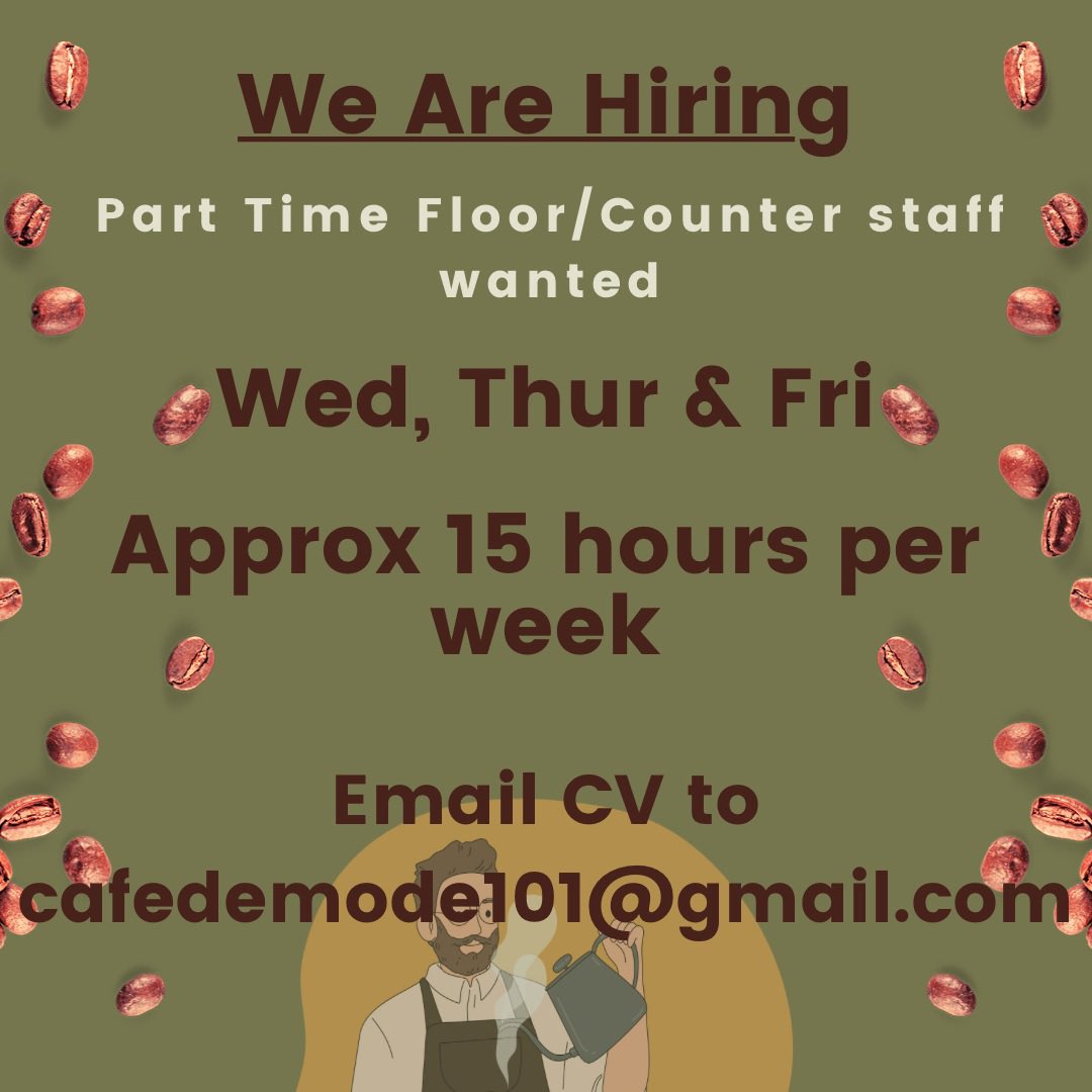 cafedemode101's tweet photo. Staff wanted in #ballon #carlow #cafedemode #jobfairy https://t.co/8erTWTUa0C
