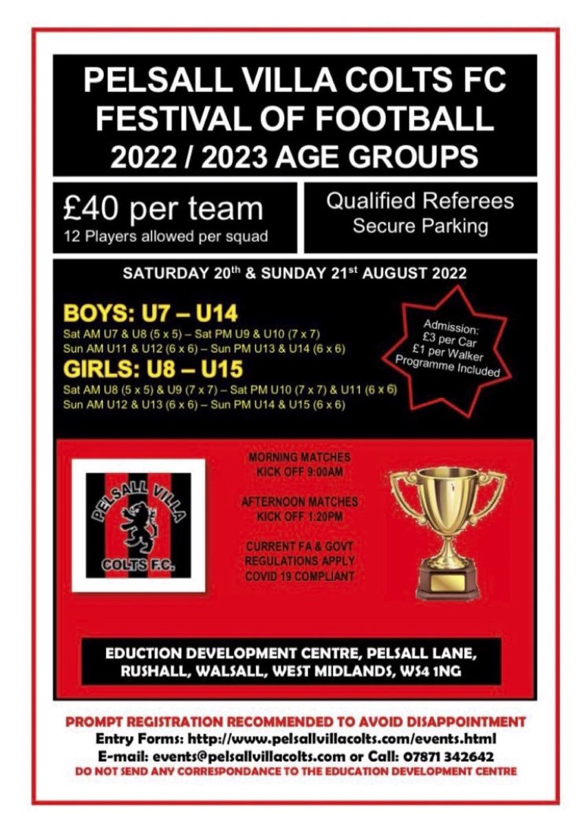 PELSALL VILLA FESTIVAL 20th/21st August 2022