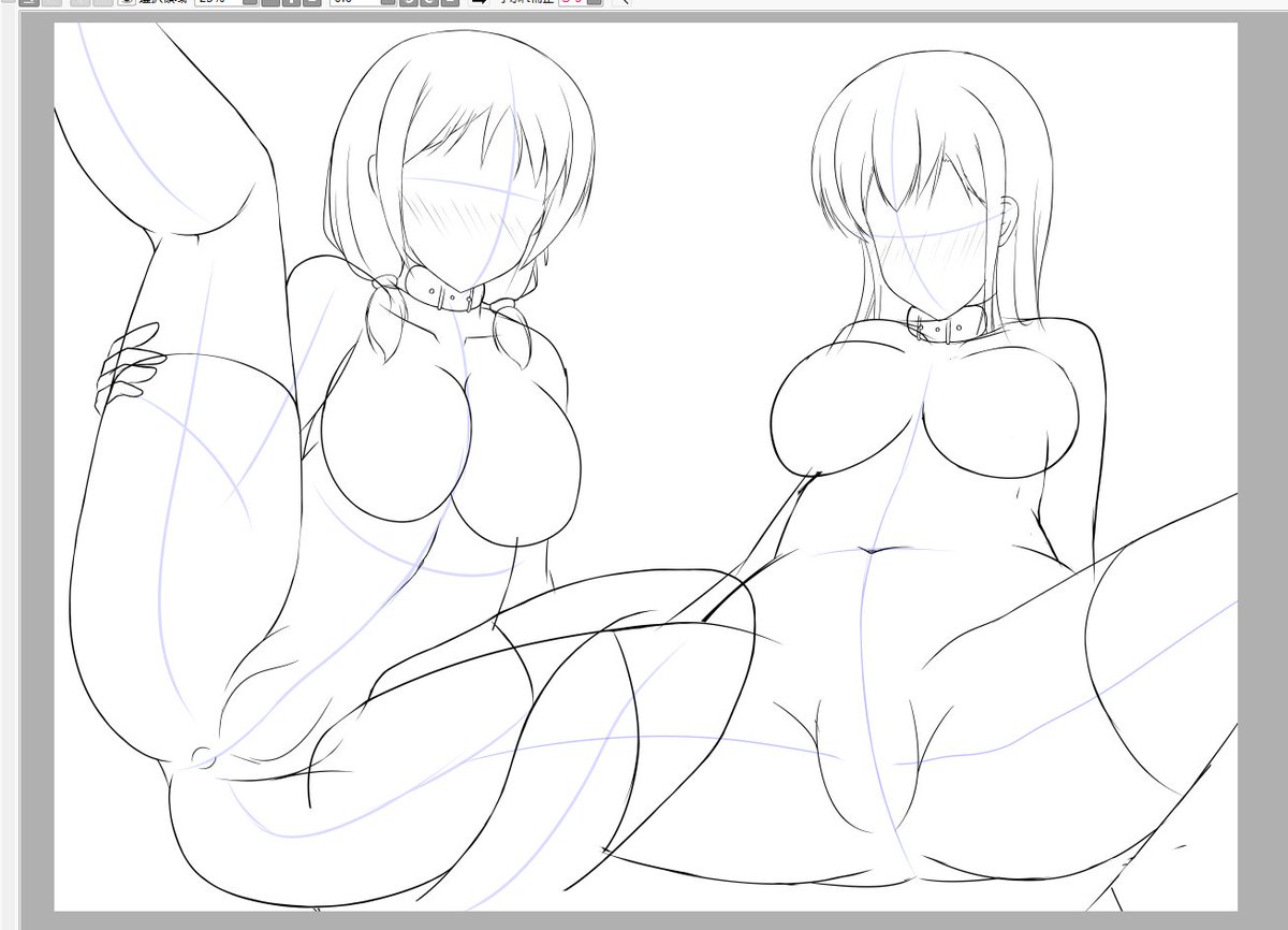 スケベ線画作業をムンムンしながら作業中〆 (*'∀`*)b
最期のシーンに使う予定の線画になります☆
御開帳をどう表現するか描いては変更を繰り返してコレにおちつきました(*゜ー゜)b 