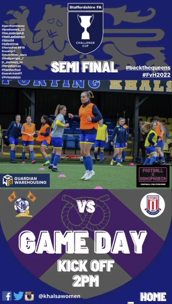 khalsawomen's tweet photo. ITS GAME DAY! 

🆚 @scfc_women 
🏆 @StaffordshireFA Ladies Challenge Cup Semi Final
⏱ KO 2pm
🏟 Guardian Warehousing Arena, WV13 3BB

💛💙👑

Come and show your support 💪🏼

#backthequeens
#FvH2022 https://t.co/WcCUmRbSYQ