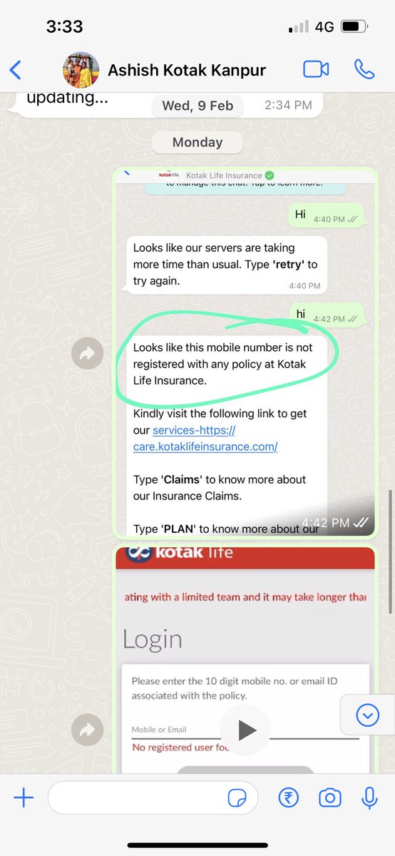 arjunbanerji's tweet photo. @KotakBankLtd worst banking experience, almost 3 weeks of paying my life insurance amount and I still don’t have my policy no. my registered mobile no. is wrong, Kanpur Branch manager Ashish is all talk and no action. Please see screen shots for your own reference. @udaykotak https://t.co/cmLfXWd9V7