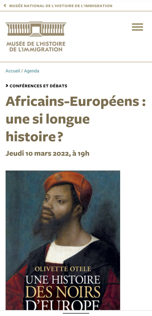 If you are in Paris - Si vous etes a Paris : 10 Mars, 19:00
#AfricanEuropeans #AfricainsEuropeens

Thank you @AlbinMichel @MNHIParis @UKinFrance @MennaRawlings 
histoire-immigration.fr/agenda/2022-02…