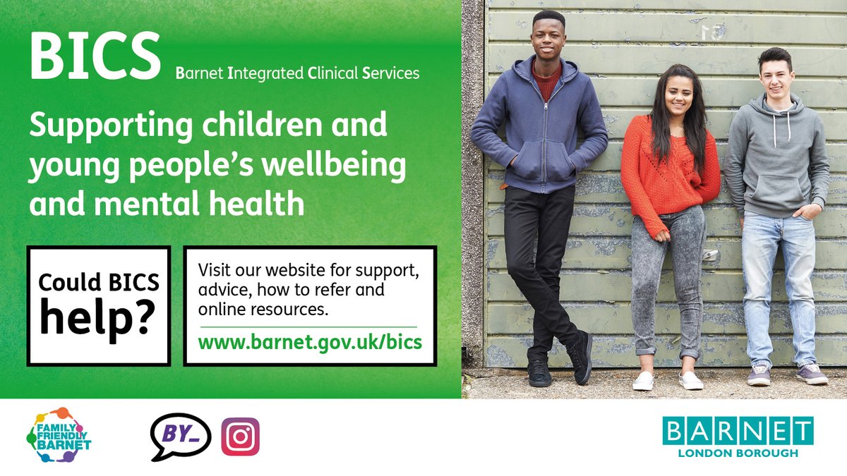 BarnetCouncil's tweet photo. ๐ฃIf you live in or attend a school in Barnet & you're struggling with social, emotional or behavioural difficulties, get in touch with Barnet Integrated Clinical Services (BICS) ๐ visit https://t.co/l2lQop8IDw #mentalhealth #familyservices #itsokaynototbeok #barnetyouth https://t.co/GQM47P8dTK