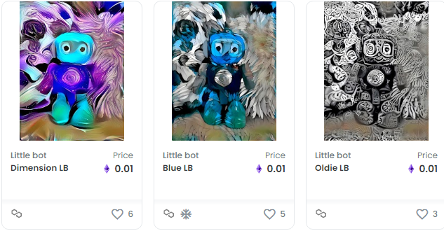 CreativeMessNFT's tweet photo. Three Little Bots remaining at floor price of 0.01 $ETH

Blue, Dimension and Oldie are waiting for you

@opensea #OpenSeaNFT #PolygonNFT 

https://t.co/hayCFEJsbB https://t.co/fgOW35cvRH