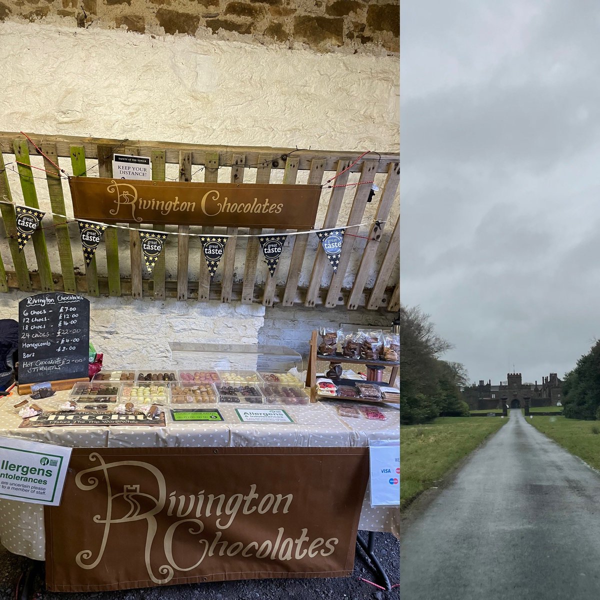 RivingtonChoco1's tweet photo. All set up at @HoghtonTower - it's a bit wild and windy but as many of us are tucked in the #greatbarn and the two open barns behind. 
Come &amp; see us for #fresh #handmade #chocolates also @TheBeeCentre @threewheelginco @keepitsweet @fizzybombz @HckChutney 🙂🍫 https://t.co/hxXGwxvBmF