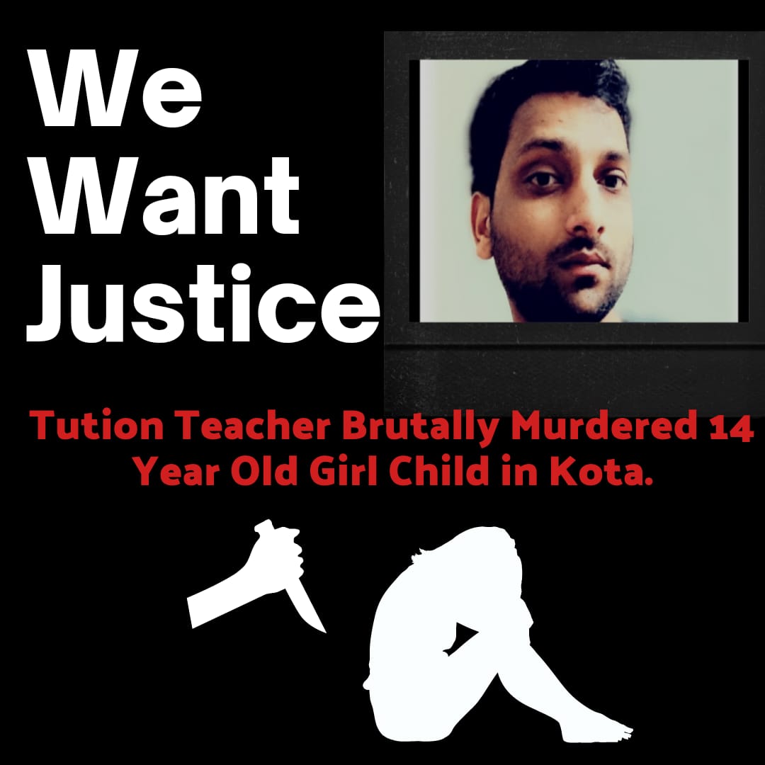 genia_jain's tweet photo. Its been 7 days and there is no clue of the murderer! A 14yr girl gets brutally murdered by a tution teacher and our police is still searching! The killer should be arrested &amp; hanged. 
Justice should be served! 
#Kota 
#justiceforparidhi https://t.co/S0Dse9xXiU