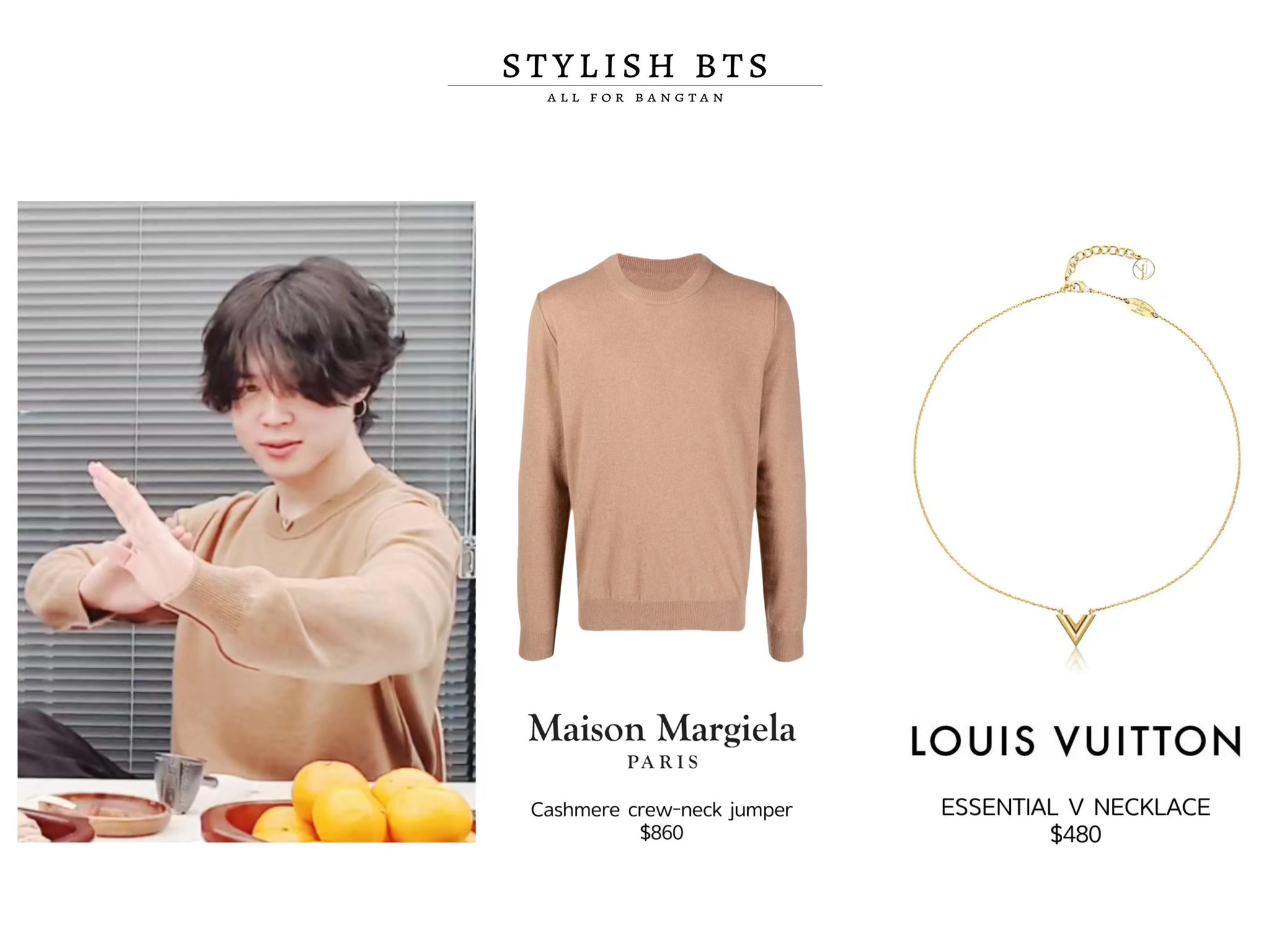 Bangtan Style⁷ (slow) on X: Jimin's Birthday VLIVE 211013 Jimin wears  MAISON MARGIELA Hoodie ($820), LOUIS VUITTON Earrings ($520), CHROME HEARTS  Tiny E CH Plus Earring ($1442) & NIKE Running Air Zoom