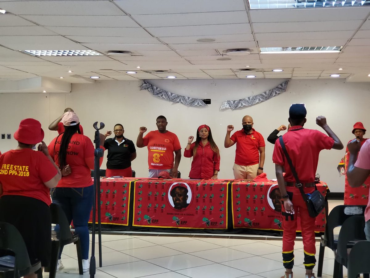 effmangaung's tweet photo. [IN PICTURES] Ongoing Bloemfontein Zonal meeting led by CCT Deployee/Member of Parliament Commissar @YolzYako https://t.co/PLK5QPDwIF