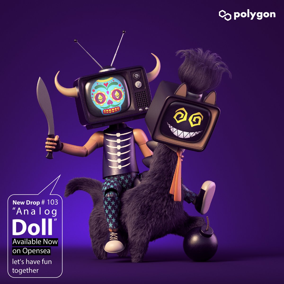 New Drop!! "Analog Doll" #103
on <a href="/0xPolygon/">Polygon | POL</a> <a href="/opensea/">OpenSea</a> 📺🦴🦴🦴
Let's have fun together.

opensea.io/collection/ana…

Join Discord : discord.gg/ZKv3P5cAk3

#NFT #NFTS #NFTCommunity #NFTdrop #nftart #OpenSeaNTF #NFTartists #Polygon #NFTcollection  #NFTJPN
