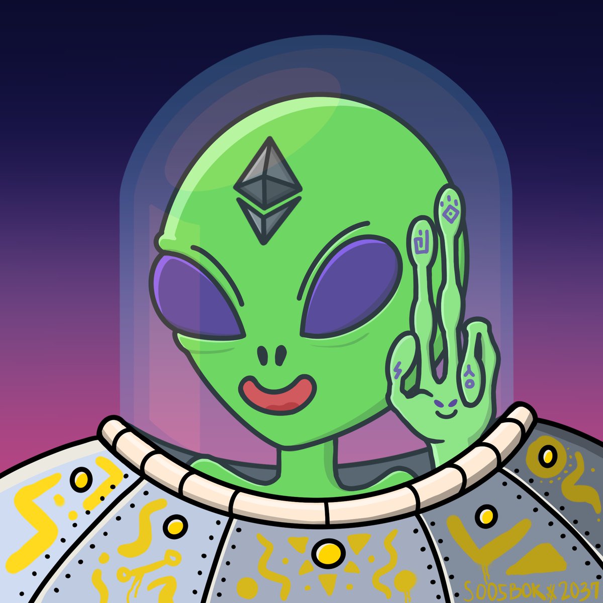 SooohJeong's tweet photo. I'm so into Shamanzs these days. I created fan art for Shamanzs NFT project. I hope this Alien ShamaGang fren take us to the moon🚀
#ShamaGang #GVO #NFT #FANART 
@shamanzs @Brosmind @XiscoLl @TheRichShamanz @tejada_vanessa @Shamanizer_NFT https://t.co/e7aGKJc6RR