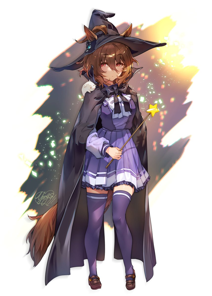 agnes tachyon (umamusume) 1girl purple thighhighs hat horse tail tail animal ears horse ears  illustration images