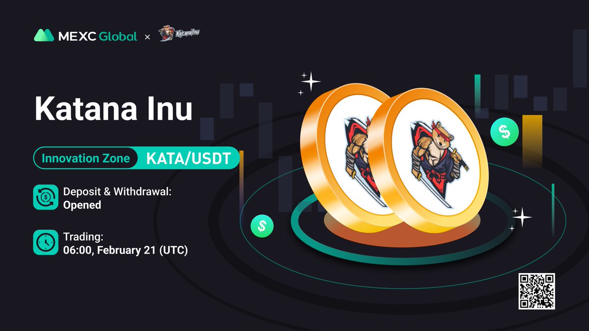MEXC_Official's tweet image. MEXC will list @katanainu in the Innovation Zone under $KATA/USDT trading pair.

✅Deposit &amp;amp; Withdrawal: Opened
✅Trading: 06:00 Feb 21 (UTC)

Details: bit.ly/35dgOib

💚Sign up: bit.ly/3uemwLl

#KatanaInu #MEXCGlobal #MEXCListing