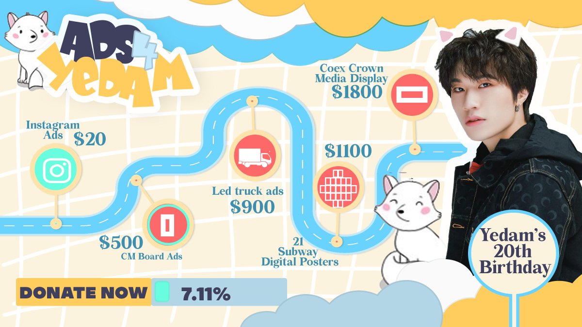 𝗬𝗘𝗗𝗔𝗠'𝗦 𝗕𝗜𝗥𝗧𝗛𝗗𝗔𝗬 𝗔𝗗𝗦
Donate here for Yedam's 20th Birthday 🎉! Our goal is a birthday ad in SoKor!

Form: 
docs.google.com/forms/d/e/1FAI…
Country Rep:
x.com/i/lists/149520…

02/20/22 : 
      ✨ From donation drive: $46
       ✨ <a href="/dBlackSwanCart/">(CLOSED)</a> : $82
TOTAL: $128