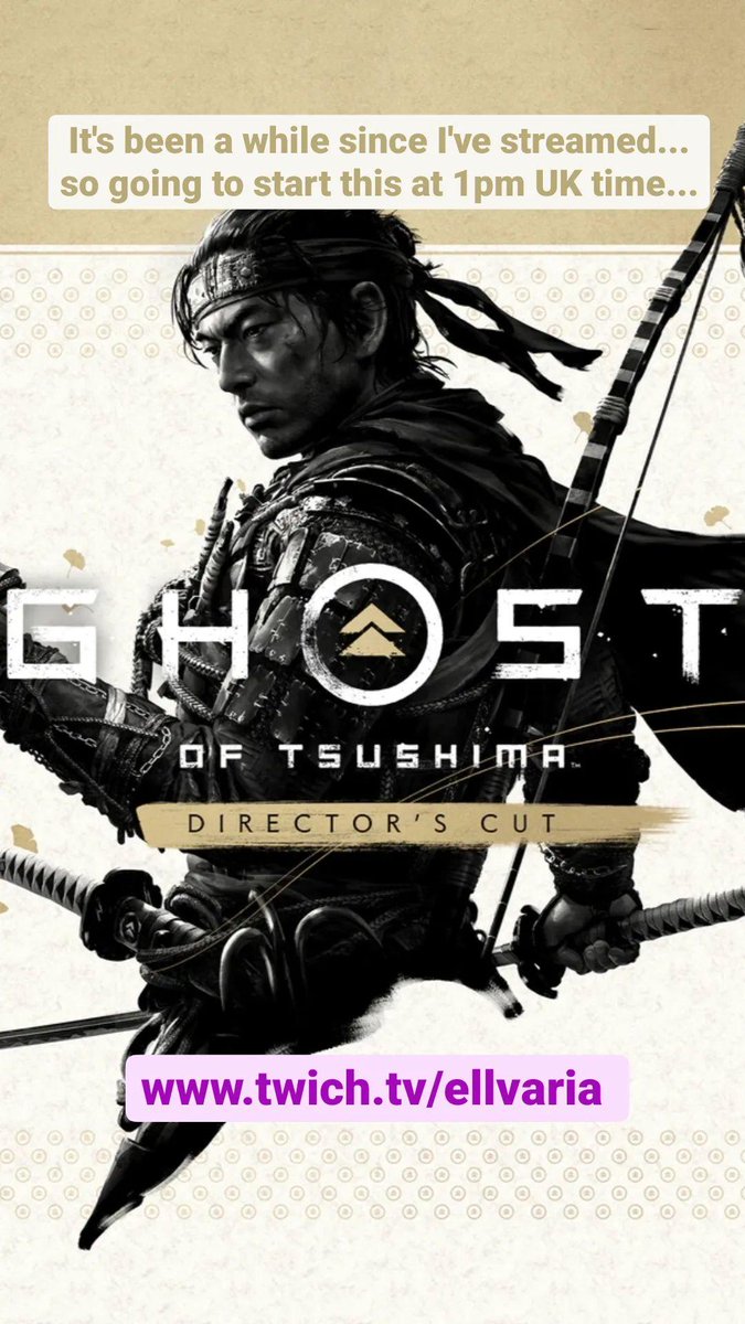 Ellvaria5657's tweet photo. It's been a while since I've streamed... so going to start this around 1pm UK time... https://t.co/HZ6CSC1qlC
#Ellvaria #Ellvaria5657 #GhostOfTsushima #GOT #Foxanne #GirlGamer #Streamer https://t.co/wlEU7cvSJs