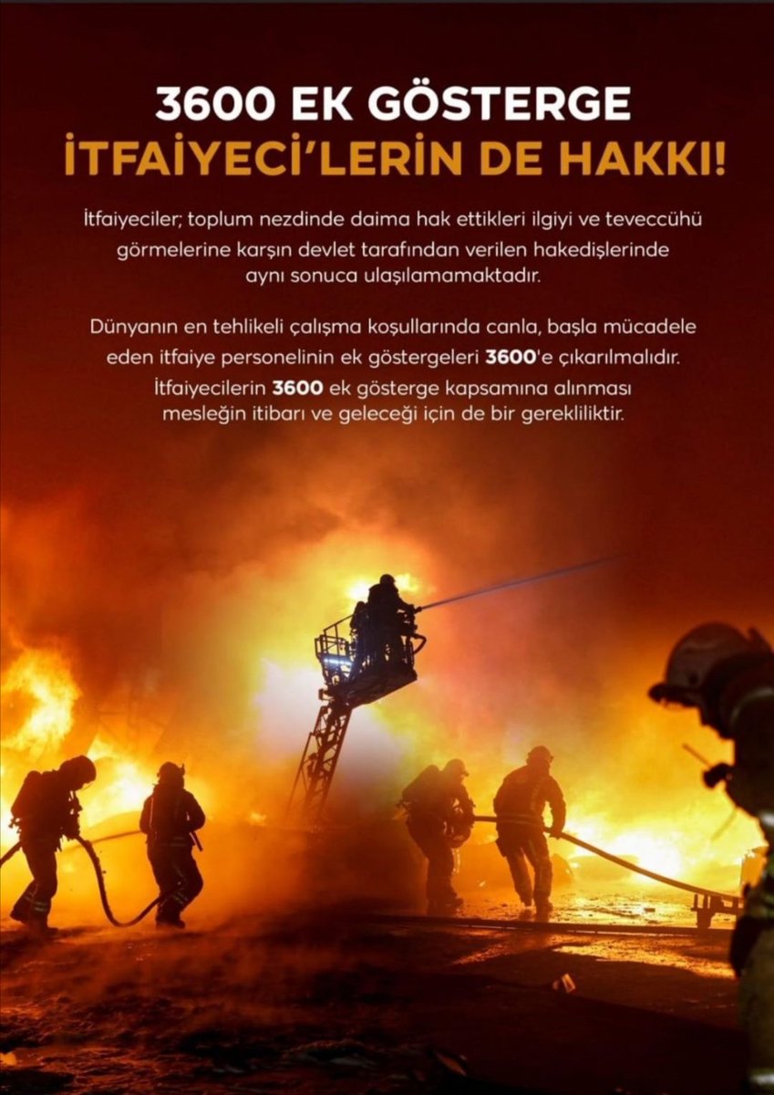 İtfaiyecilerin 3600 Ek gösterge kapsamına alınması, zorlu şartlarda insanların canına malına zarar gelmemesi için kendi hayatlarını tehlikeye atmaktan çekinmeyen kahramanlarımız için gerekli bir adımdır. #3600EkGösterge