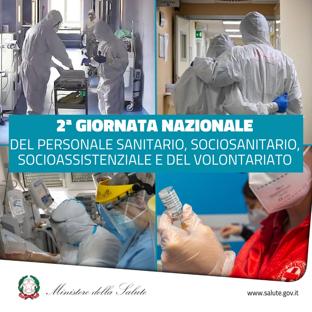 MinisteroSalute's tweet photo. #20febbraio, #GiornataNazionalePersonaleSanitario, #sociosanitario, #socioassistenziale e #volontariato.

Ogni giorno i professionisti sanitari e i volontari mettono il bene degli altri al primo posto.  
Grazie per il vostro impegno in difesa della nostra salute. https://t.co/E80NwGYP81