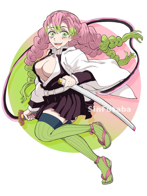 双葉 心さんがTwitterに投稿した甘露寺蜜璃(鬼滅の刃)のイラスト。