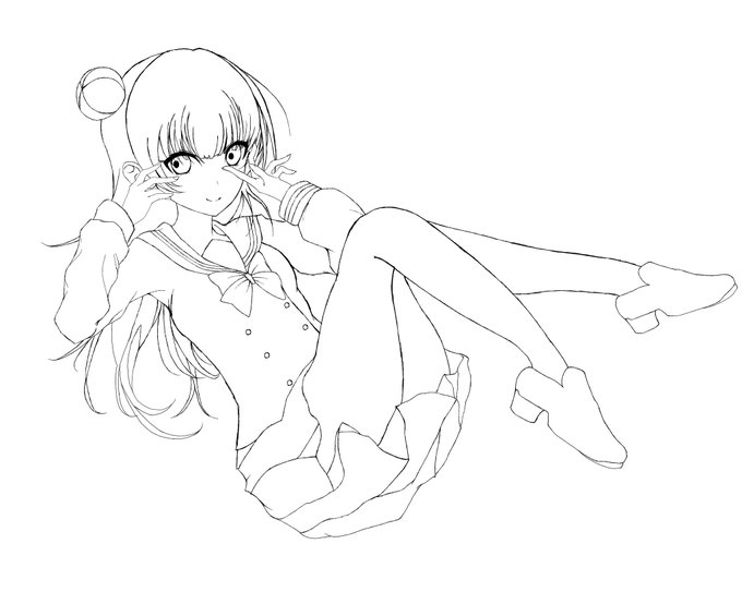 自分でも描いていたことを忘却していたラブライブ!サンシャイン!!の津島善子の線画描けた……。これで楽しい楽しい色塗りに移れる…線画作業に対する苦手意識よ……#ラブライブ#絵描きさんと繋がりたい 