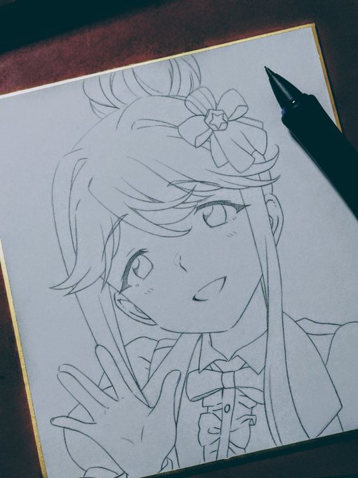 天空橋さん。ちょっとお高い色紙、めちゃ描きやすい。(久々に絵を描いた…) 