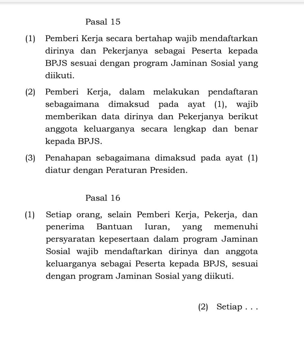 prastow's tweet photo. Sesuai mandat UU 24/2011 tentang Badan Penyelenggara Jaminan Sosial, kepesertaan dlm program jaminan sosial sifatnya WAJIB. Yang mampu mengiur, yang tidak mampu dibantu/dibayar Pemerintah. Tujuan mulianya, setiap warga negara memiliki akses yg baik pada layanan kesehatan. https://t.co/U0UxgxwuU9