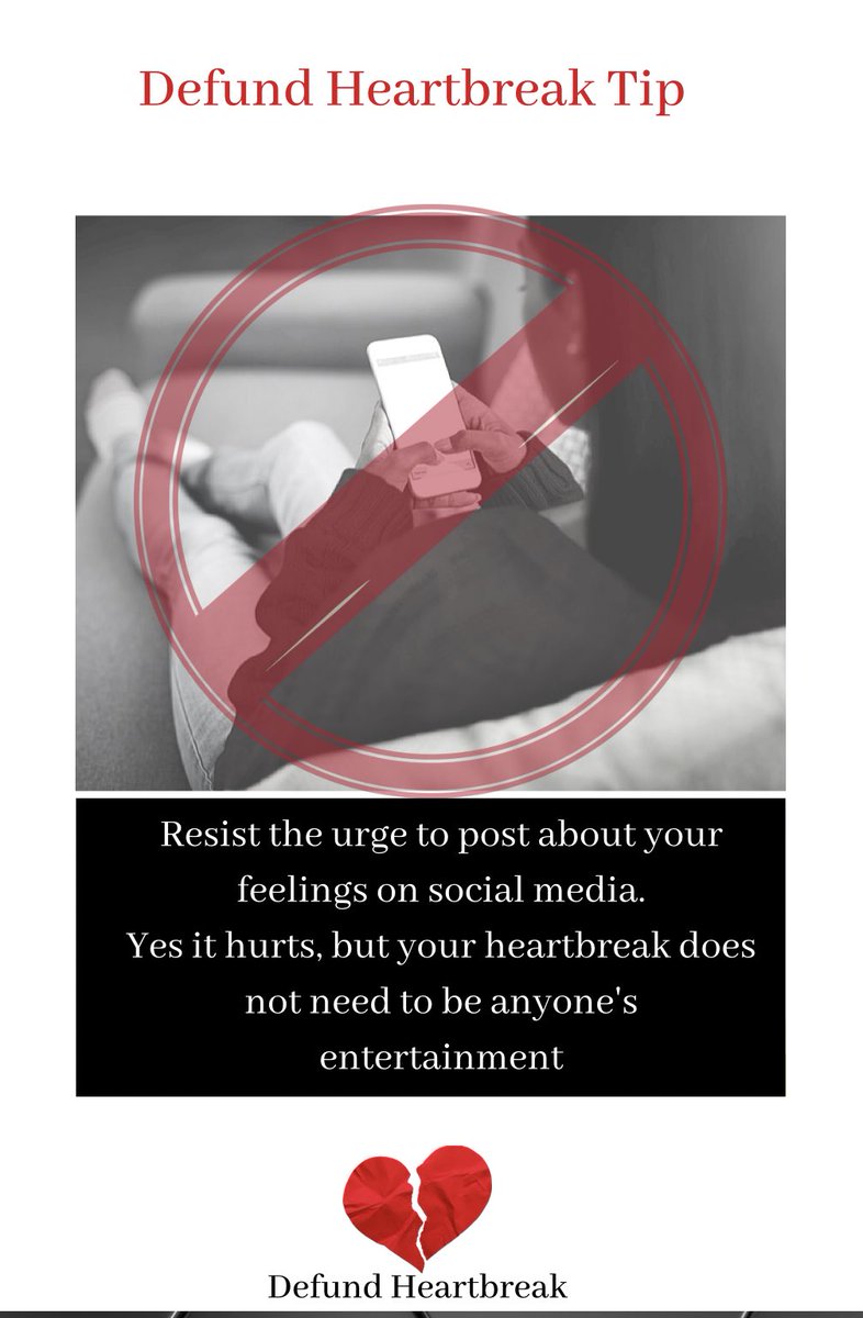 LenValyrian's tweet photo. In my book, Defund Heartbreak, I advise against posting about your heartbreak online. You are already fighting against feelings of humiliation; your heartbreak does not need to be anyone’s entertainment or “thoughts?”engagement post. Get your copy here

https://t.co/smhFlOgDEN https://t.co/aReJVNGswU