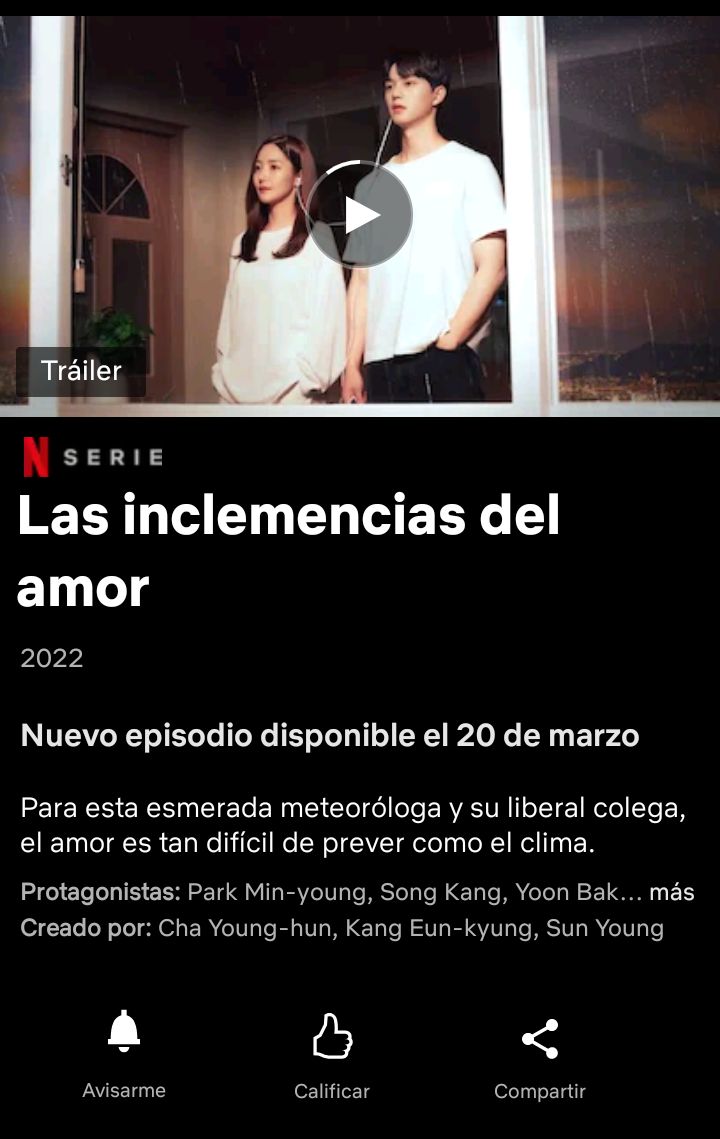 LisyNoboa's tweet photo. ¡Netflix nos sigue haciendo ojitos! 

El kdrama de JTBC #ForecastingLoveAndWeather protagonizado por #SONGKANG y #ParkMinYoung llega a Netflix LATAM el 20 de Marzo. 🌨️ https://t.co/HZELPZrMU3