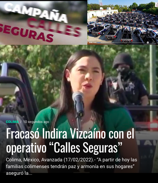 DiarioAvanzada's tweet photo. Fracasó Indira Vizcaíno con el operativo “Calles Seguras” #Colima https://t.co/TSbOAsgn8q