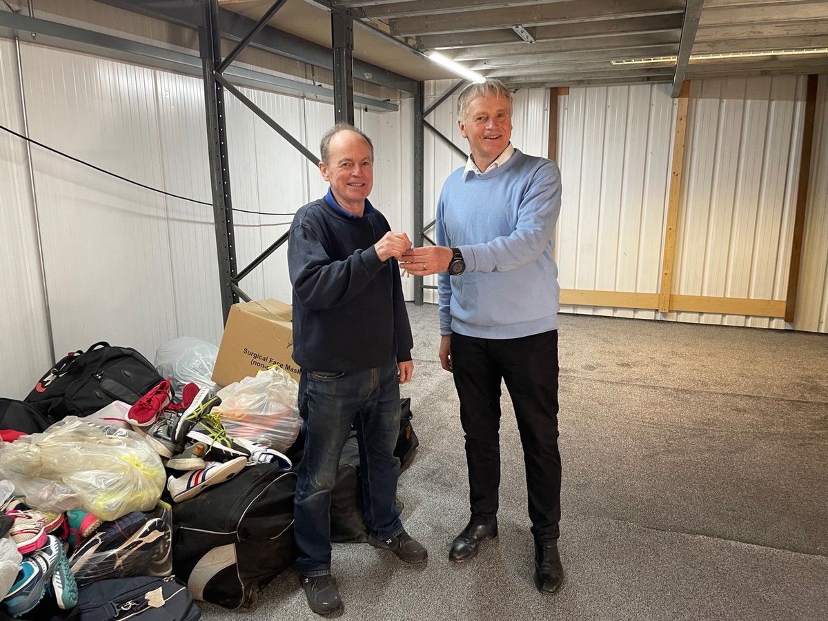 Roy Marfleet, our East Anglia Regional Director and wonderful supporter/sponsor of SOS Kit Aid over many years, handing over the keys of our brand new storage facility near Halstead Essex to Paul(Nipper)Johnson, South East Regional Director.  Many Thanks Roy for all your support.