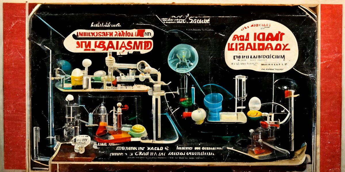 quasimondo's tweet photo. Mad scientist lab plastic assembly kit, unassembled in mint condition https://t.co/wl3pUZihNh
