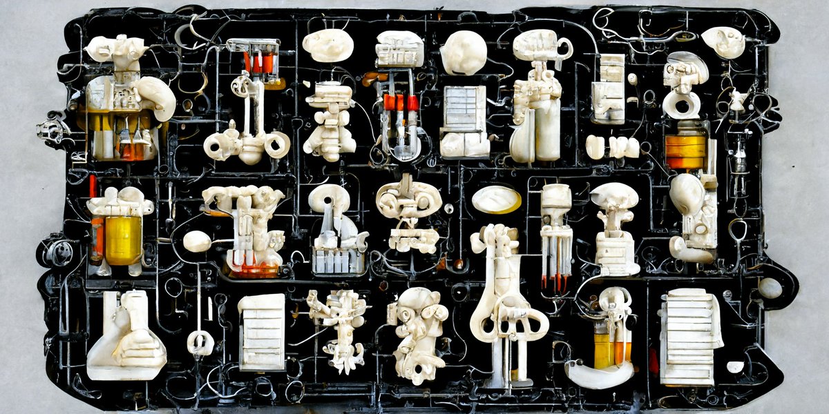 quasimondo's tweet photo. Mad scientist lab plastic assembly kit, unassembled in mint condition https://t.co/wl3pUZihNh