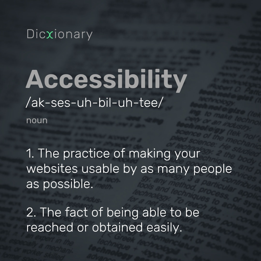 interacxion's tweet photo. Hello guys, "Accessibility" is the new word for this week.

Providing accessible websites is part of the law in some countries, which might open up new markets for business that would otherwise be unable to use your services or buy your products.

#Accessibility #WordOfTheDay https://t.co/YFlirTxNx2