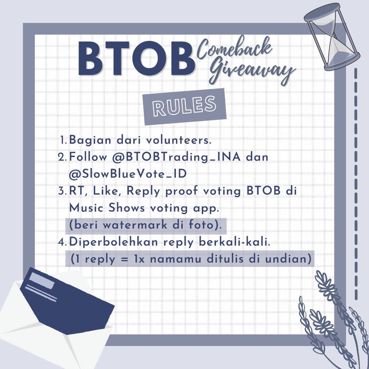 BTOB TRADING INDONESIA (@btobtrading_ina) on Twitter photo ππππ ππππππππ ππππππππ
(For <a href="/SlowblueVote_ID/">Slowblue Voting Team</a> Volunteers ππ»)
Rules & Hadiah tertera di gambar π
Start : 20.2.2022 22.00 WIB
End : 6.3.2022 23.00 WIB
Pengumuman Pemenang 8.3.2022
Good luck, Melody!!!!!
Ayoooo semangat ngevotenya π₯ ππππ ππππππππ ππππππππ
(For <a href="/SlowblueVote_ID/">Slowblue Voting Team</a> Volunteers ππ»)
Rules & Hadiah tertera di gambar π
Start : 20.2.2022 22.00 WIB
End : 6.3.2022 23.00 WIB
Pengumuman Pemenang 8.3.2022
Good luck, Melody!!!!!
Ayoooo semangat ngevotenya π₯