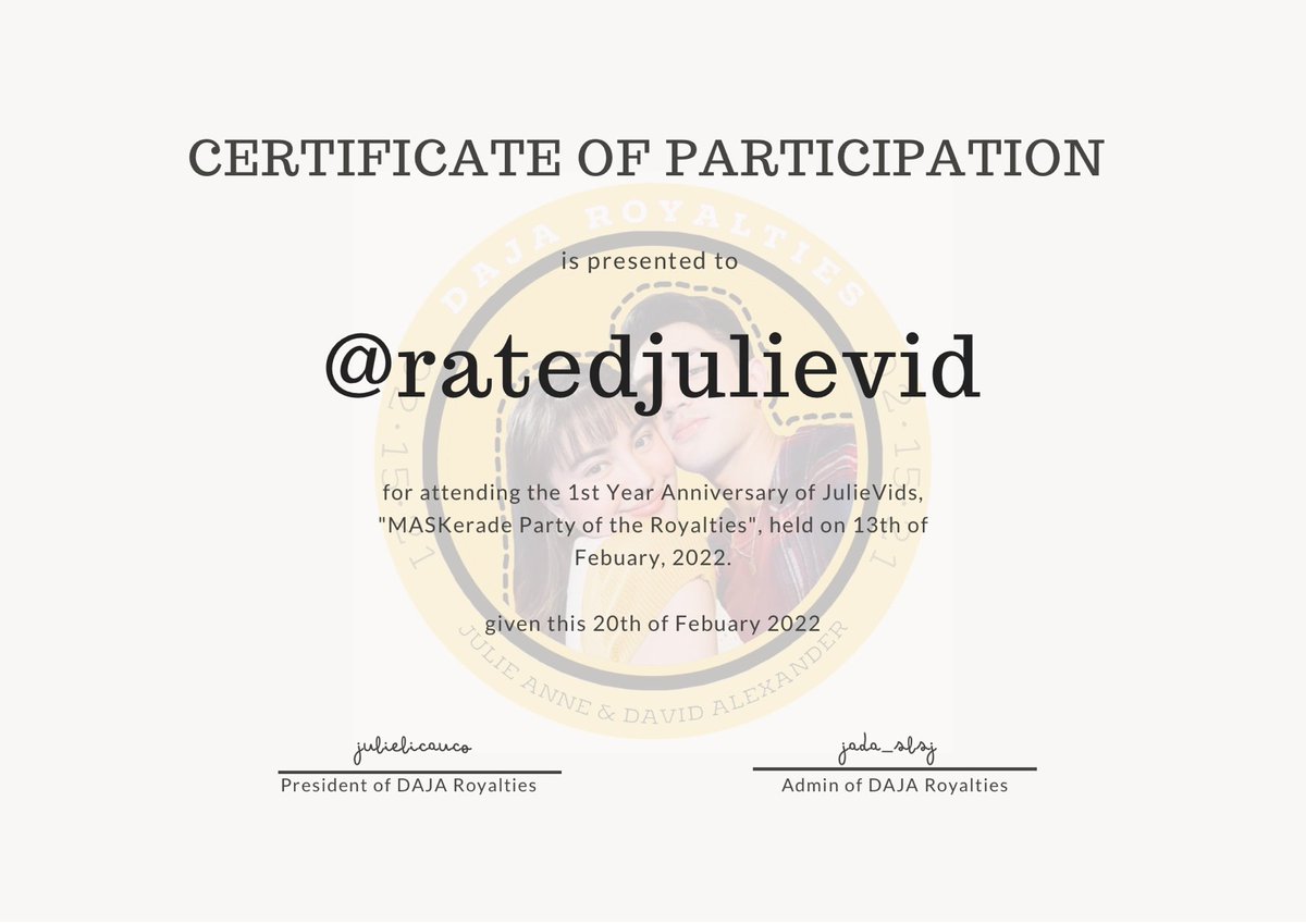 DAJARyltsOFC's tweet photo. Your time spent with us during our 1st Virtual Anniversary Party is much appreciated. Thank you, Team JulieVid! π
@JulieVidDiaries @JulieVidMEDICS @ratedjulievid @JulieVidFANmily
#MASKeradeParty
#JulieVidsVirtualParty https://t.co/Hazt9GZFX6