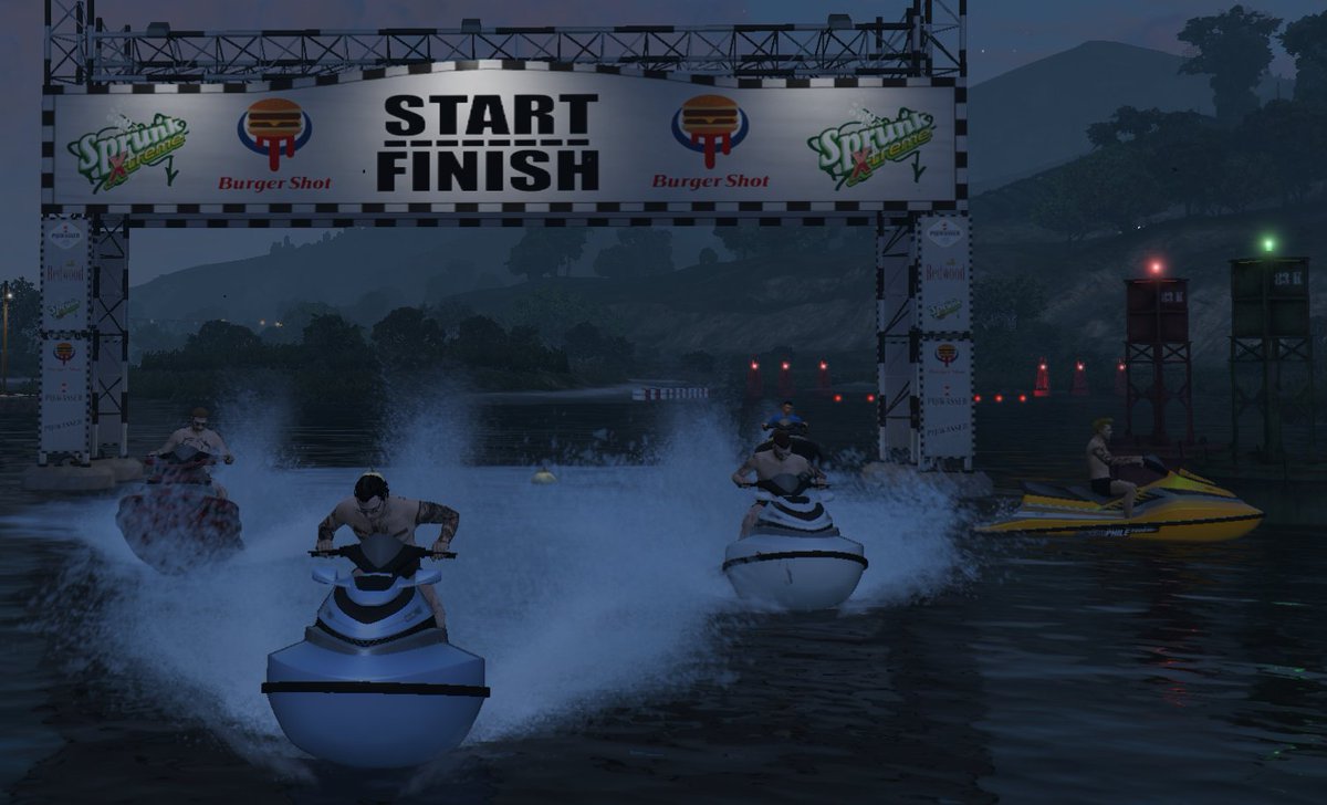 made_gta's tweet photo. V Made It gibt es nun tatsächlich schon seit einem Jahr! Um das zu feiern, gab es u.a. eine große Party mit einer Map aus unserer Gamedesignabteilung, Livemusik, DJ und Jetskirennen. Vielen Dank an die großartige Community! #GTA5 #FiveM #roleplaying #GTA #pcgaming #GtaVRp https://t.co/mJRXhHWH9G