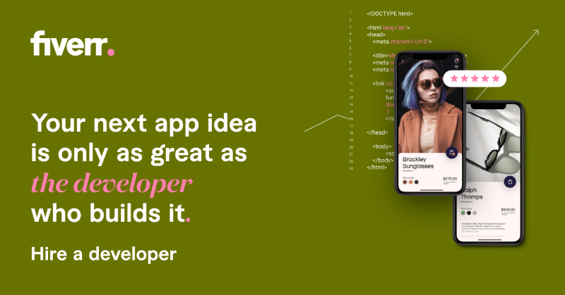 fiverr's tweet photo. Crack the code to web or app success when you hire a freelance developer to join your team’s next project.