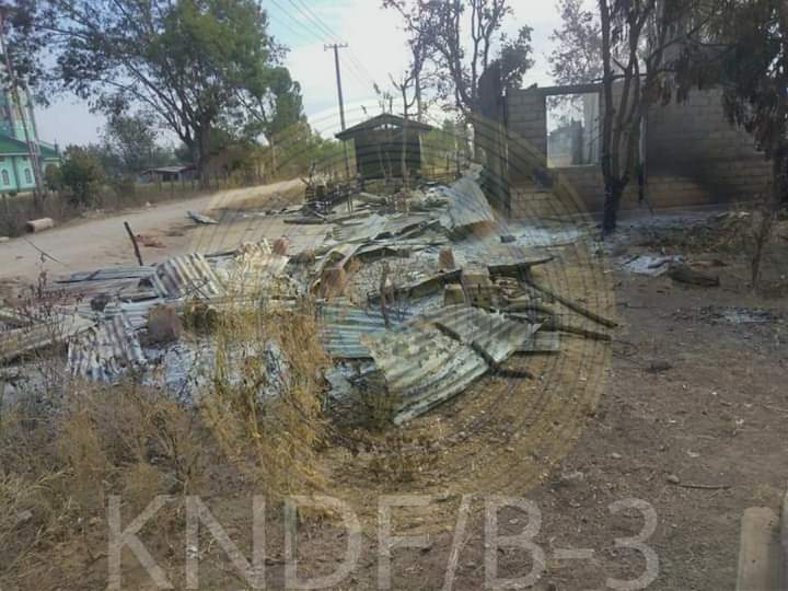 Military terrorists bombing attack with fighter jets in Moebye, near Karenni and Shan states, since around 6 pm today. Fighting has been raging in Moebye for the fifth day and people's houses were destroyed due to artillery fire by the military.
#NoFlyZoneInMyanmar #2022Feb20Coup