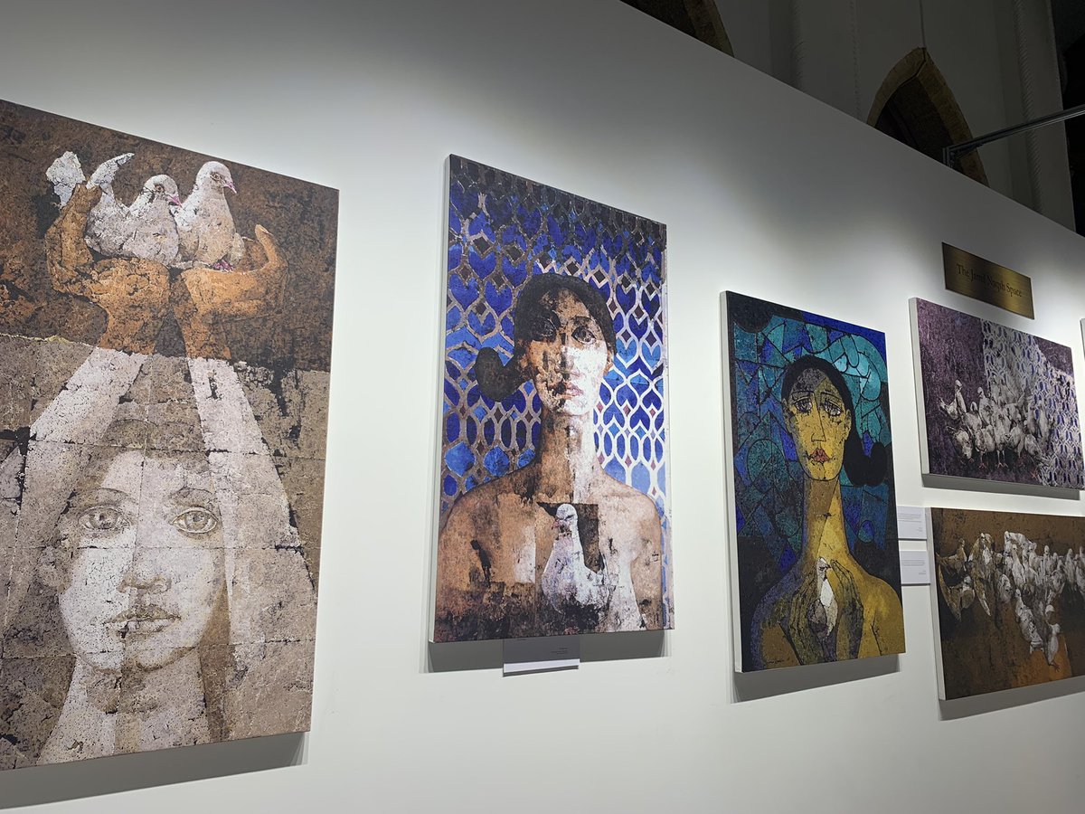 andleebXPOZE's tweet photo. 2/2 … all under the shadow of the mural. #JamilNaqsh #Sadequain #IsmailGulgee with a host of newer artists. Its a stunning exhibition: only downside is all pieces exhibited are prints. I wish the team curating the exhibition could have managed to get a few originals. https://t.co/24Qc3UtLmi