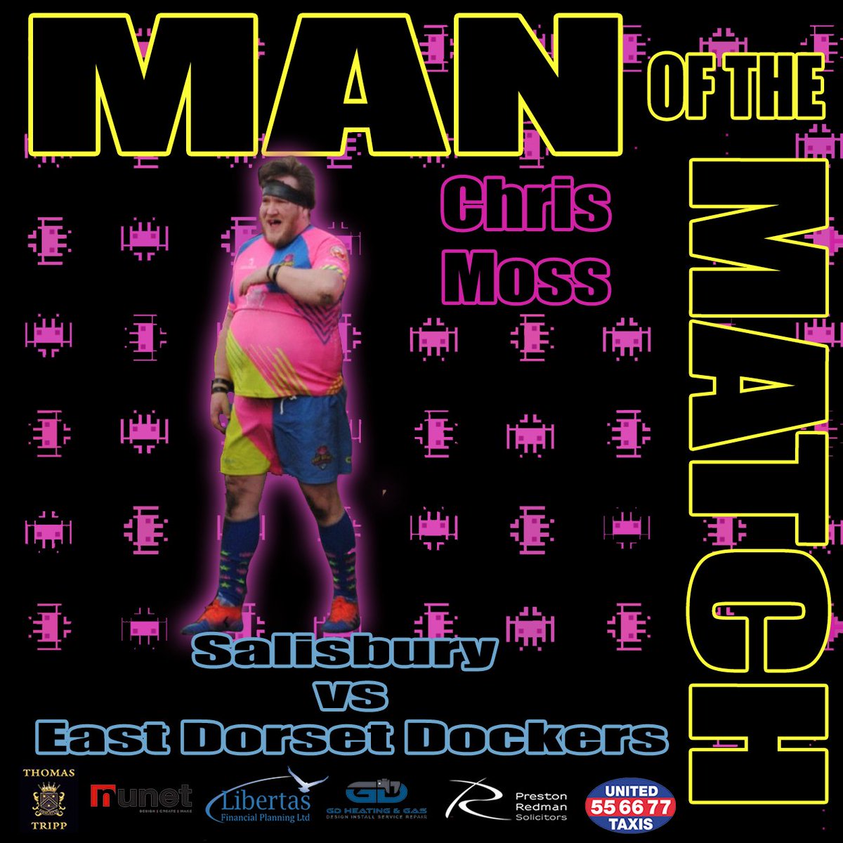 ⚠️MOTM⚠️ 
The man the myth the legend that is Mossy! 😆
Didn't drop a dart in very strong wind, stepped up and led the pack well in scrums, 
a few big carries, few big tackles - all-around really impressive solid game against a very strong Salisbury team.
Well done Mossy, 💪🏼👾