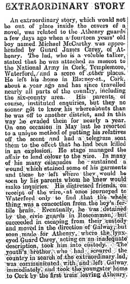 🇮🇪 A peculiar tale of a young boy's escapades around Ireland in 1923

📰 Report by the Connacht Tribune

#Ireland #Galway #Athenry
