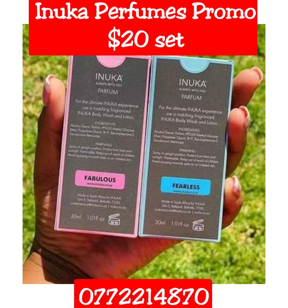 LeenChings's tweet photo. π₯Inuka Promotion Alertπ₯
Get Fabulous for Her + Fearless for Him Perfumes for $20, save $10.
$10 each
Harare CBD
DM or https://t.co/Iz22QJXlJK
#inukaalwayswithyou
#redmarketsunday
@iMisred https://t.co/Qo7SWYMvZK
