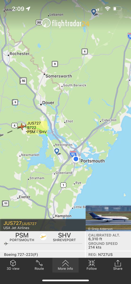 Unusual visitor to our local airport. <a href="/WandrMe/">Seth Miller</a> did you hear the 727 departing Pease at 2 am? With the gusty winds it took off towards you.