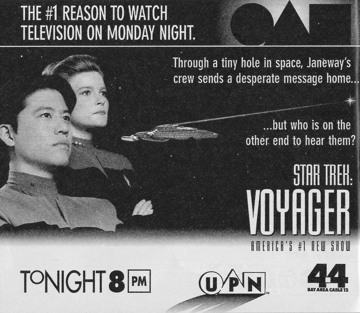RossMan Digital Collection (@digitalrossman) on Twitter photo Newspaper ad for the February 20, 1995 San Francisco broadcast of the STAR TREK: VOYAGER season 1 episode ‘Eye of the Needle'
<a href="/TodayinStarTrek/">Today In Star Trek History</a> Newspaper ad for the February 20, 1995 San Francisco broadcast of the STAR TREK: VOYAGER season 1 episode ‘Eye of the Needle'
<a href="/TodayinStarTrek/">Today In Star Trek History</a>