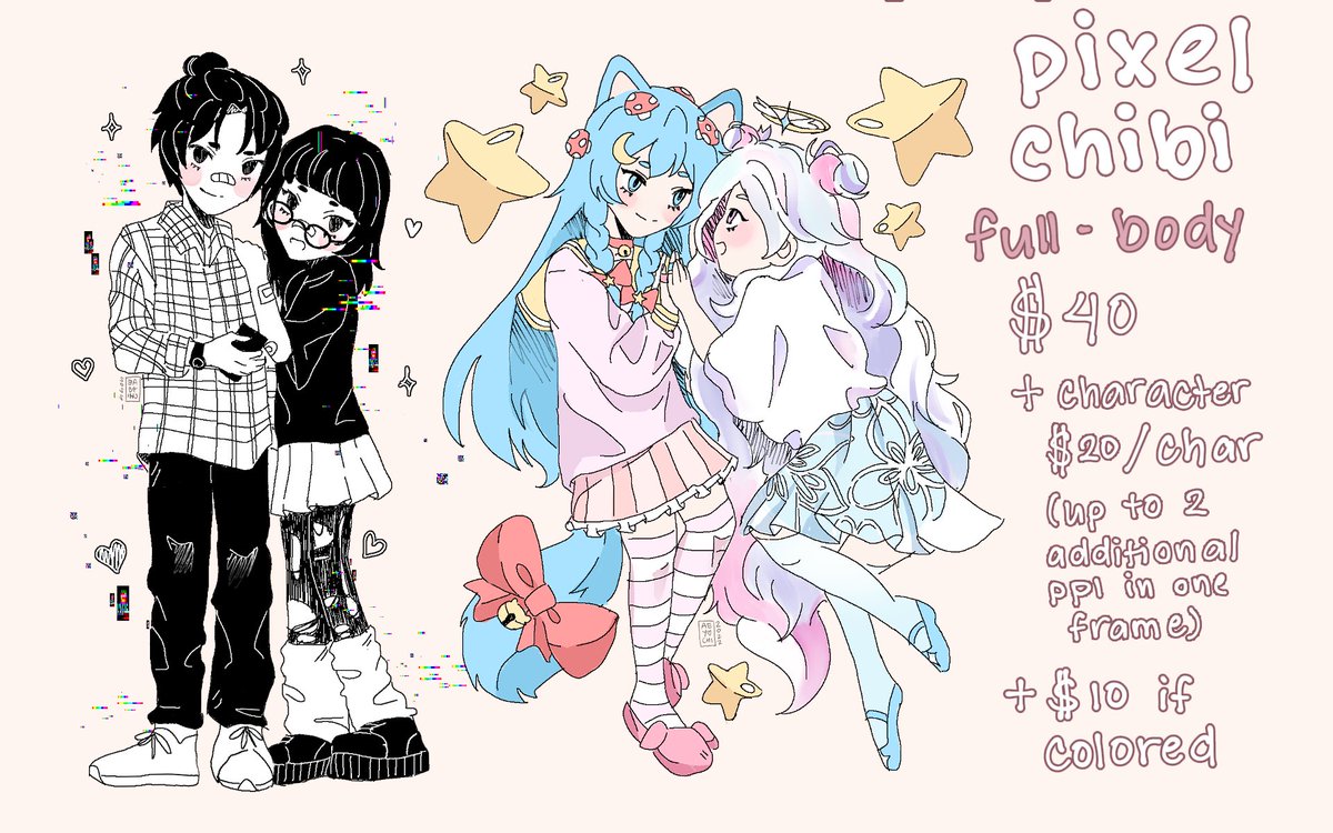 🌸 COMMISSIONS OPEN🌸

helloo im opening commission slots for the month of march! im also offering a variety of art styles this time~ if you'd like to place a commission slot / inquire please feel free to dm me! 🤍

[rts are appreciated!] 