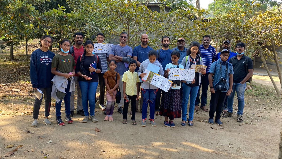 KANS_India's tweet photo. Don't we like to catch them early! ☺️

Look who was at the campus bird count near TVS Academy, Hosur.

Armed with field guides from @ncfindia these kids contributed to citizen science this morning.

#IndiAves #Melagiris https://t.co/TzzDHdK5xS